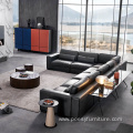Adjustable sectional u shape sectional leather sofa